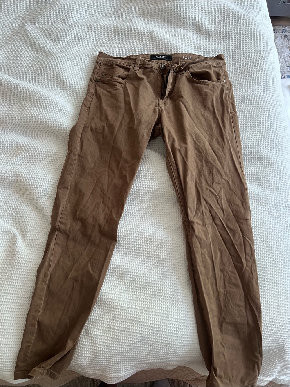 Liverpool Jeans Company Men’s Kingston Modern Straight Colored Jeans - Brown